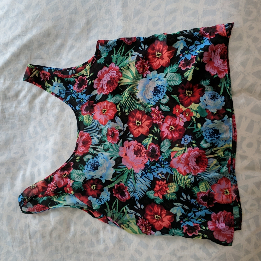 2/$12 Sheer Floral Cropped Top